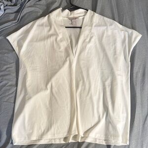 H&M Cream V-Neck Short Sleeve Blouse